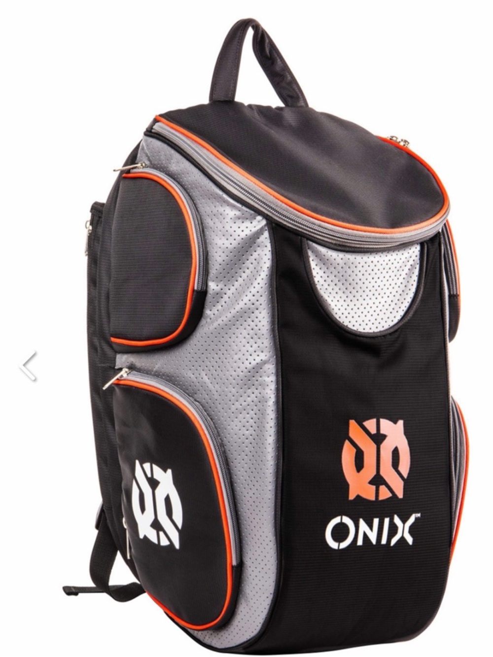 ONIX UNISEX Black and Silver Pickleball Backpack with Orange Accents